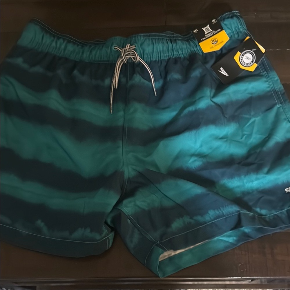 Speedo Green Swim Trunks with Adjustable Fit